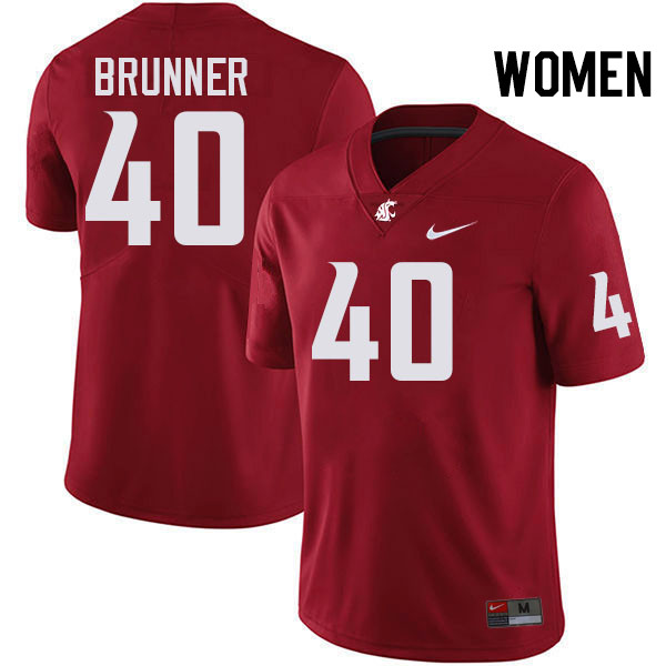 Women #40 Colson Brunner Washington State Cougars College Football Jerseys Stitched-Crimson